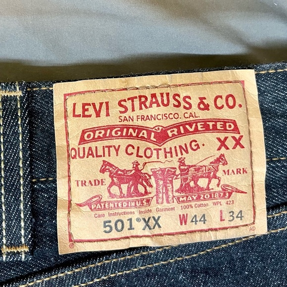Vintage 80’s/90’s NOS Levi’s 501XX Button Fly Jeans Deadstock Raw Denim 44/34 - Picture 8 of 12